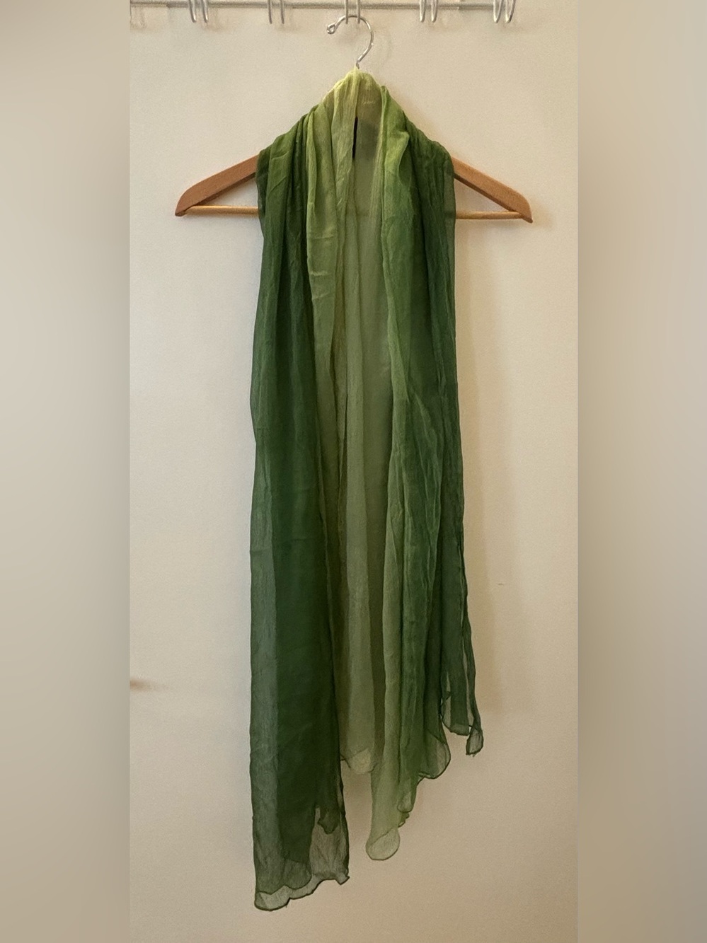 Green Ombré Crinkle Sheer Oversized Scarf Shawl Wrap 72”
